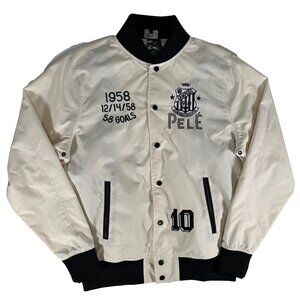 Roots of Fight PELÉ SANTOS Stadium Jacket Cream Black Futbol Soccer Mens MEDIUM